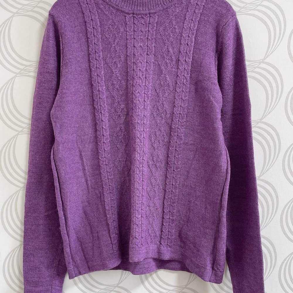 Mause♡ High-neck High-gauge Knit Cable Knit 100% … - image 3