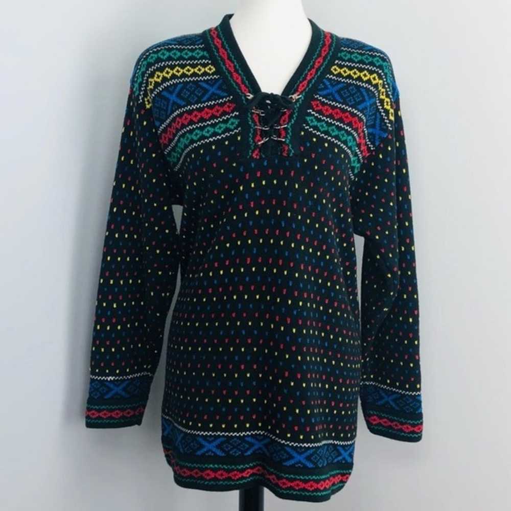 Liz Wear Claiborne Vintage Ski Sweater Womens Med… - image 1