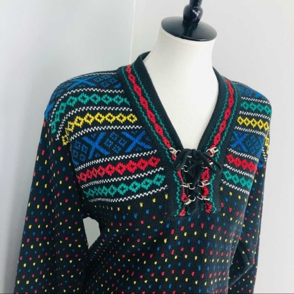 Liz Wear Claiborne Vintage Ski Sweater Womens Med… - image 2