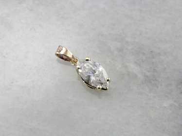 Bright Marquise Cut Diamond Pendant, Large Solita… - image 1