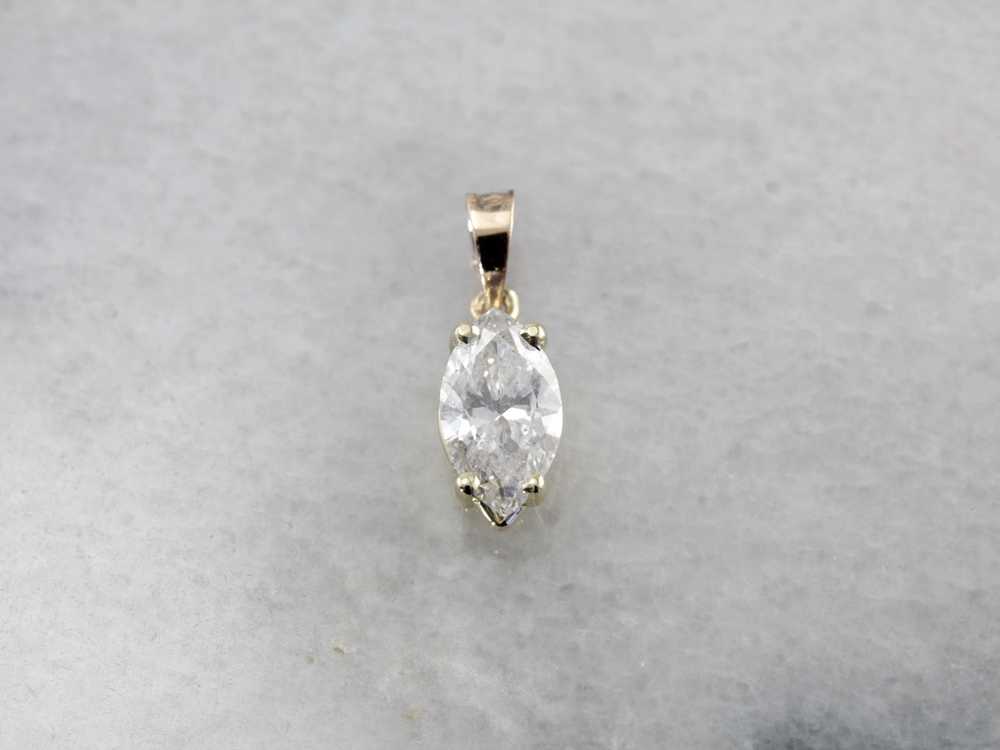 Bright Marquise Cut Diamond Pendant, Large Solita… - image 2