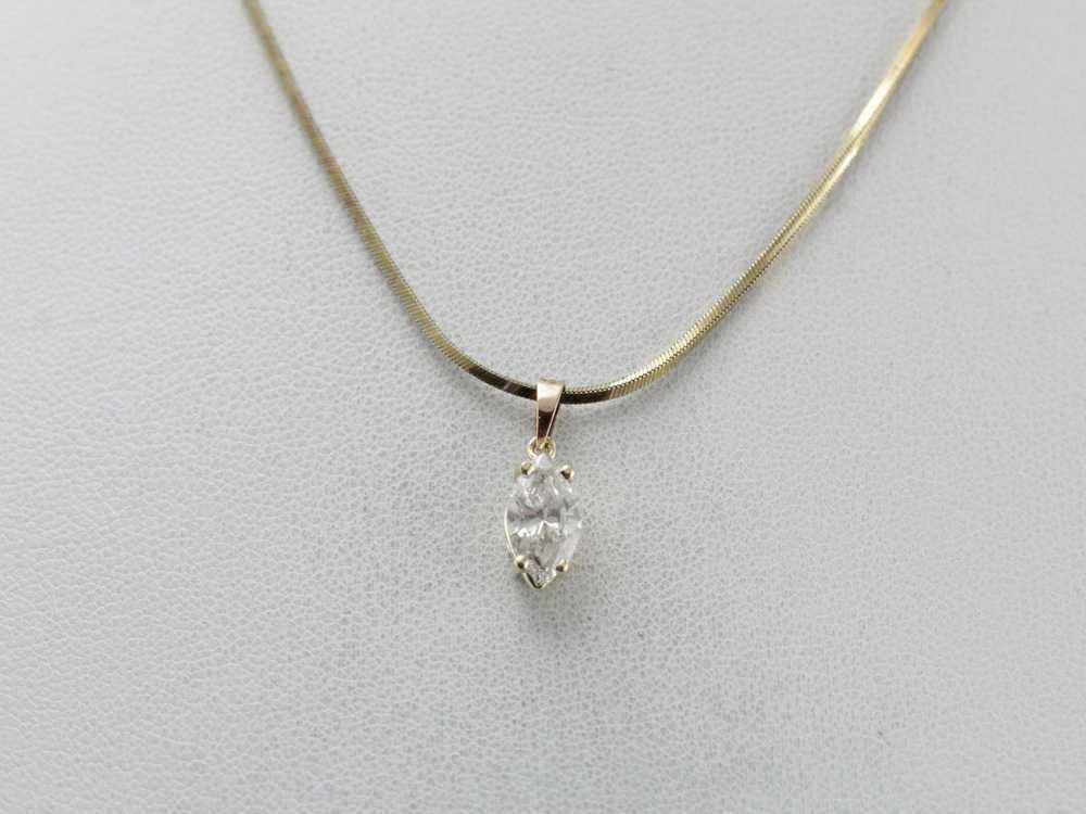 Bright Marquise Cut Diamond Pendant, Large Solita… - image 4