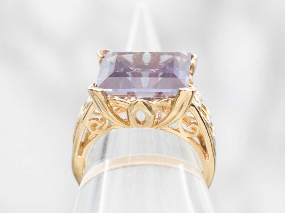 East to West Synthetic Alexandrite Solitaire Ring - image 3