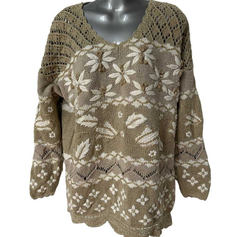 Vintage Style New York Sweater Floral Handknit Ta… - image 10