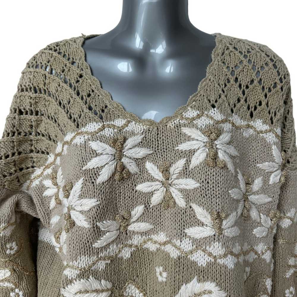 Vintage Style New York Sweater Floral Handknit Ta… - image 3