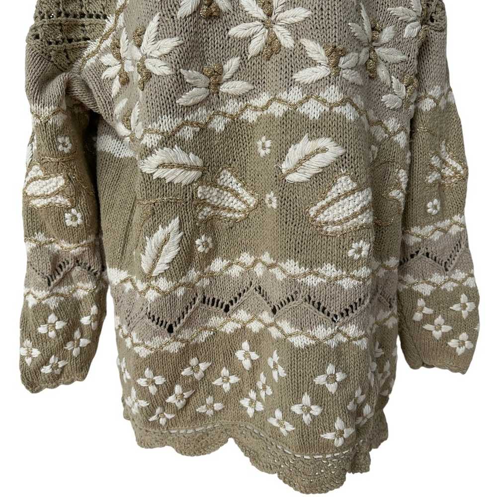 Vintage Style New York Sweater Floral Handknit Ta… - image 5