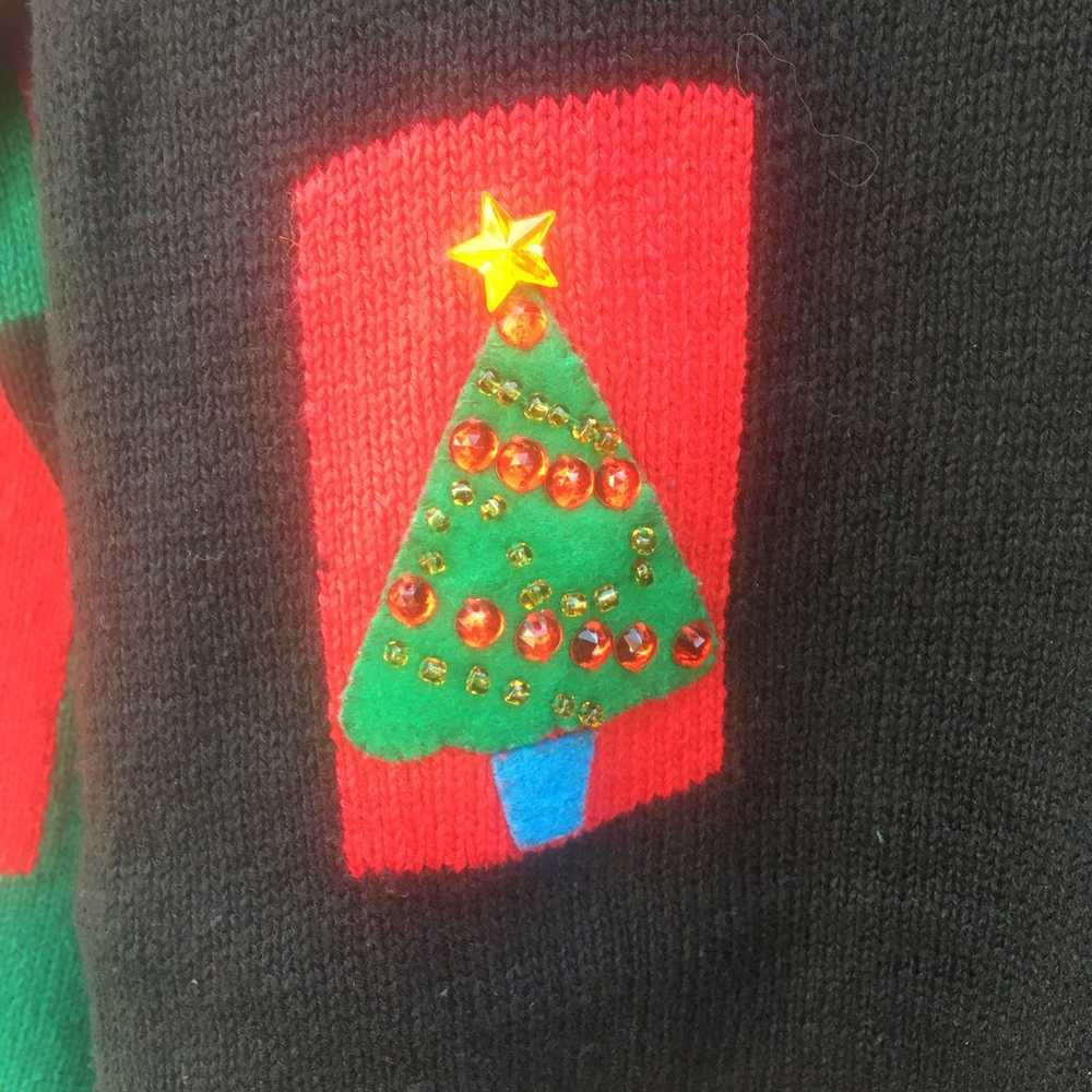 Vintage Christmas Sweater Zip Cardigan Bejeweled … - image 11