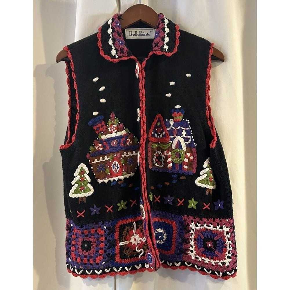 Vintage Bellepoint Quilted Christmas Vest Size La… - image 1