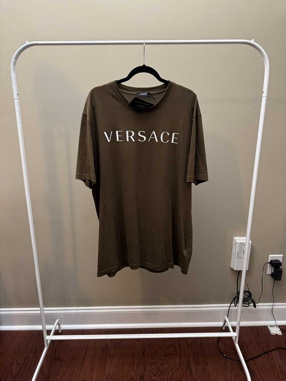 Versace Versace Olive/White Embroidered logo T Sh… - image 1