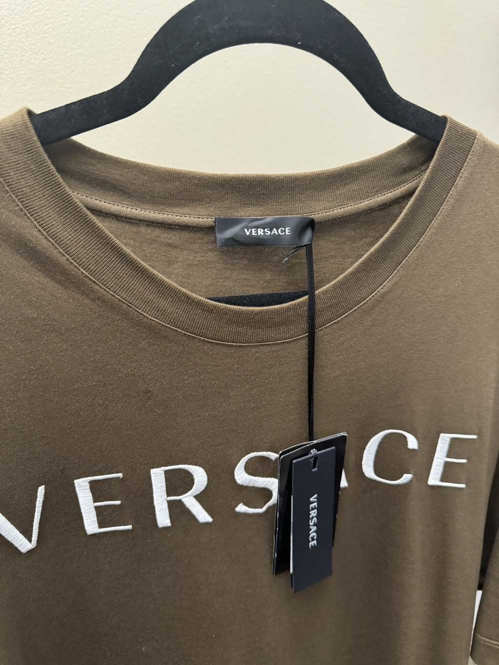 Versace Versace Olive/White Embroidered logo T Sh… - image 2