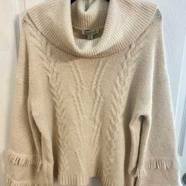 Vintage America Beige Sweater W/Fringe Women’s Si… - image 1