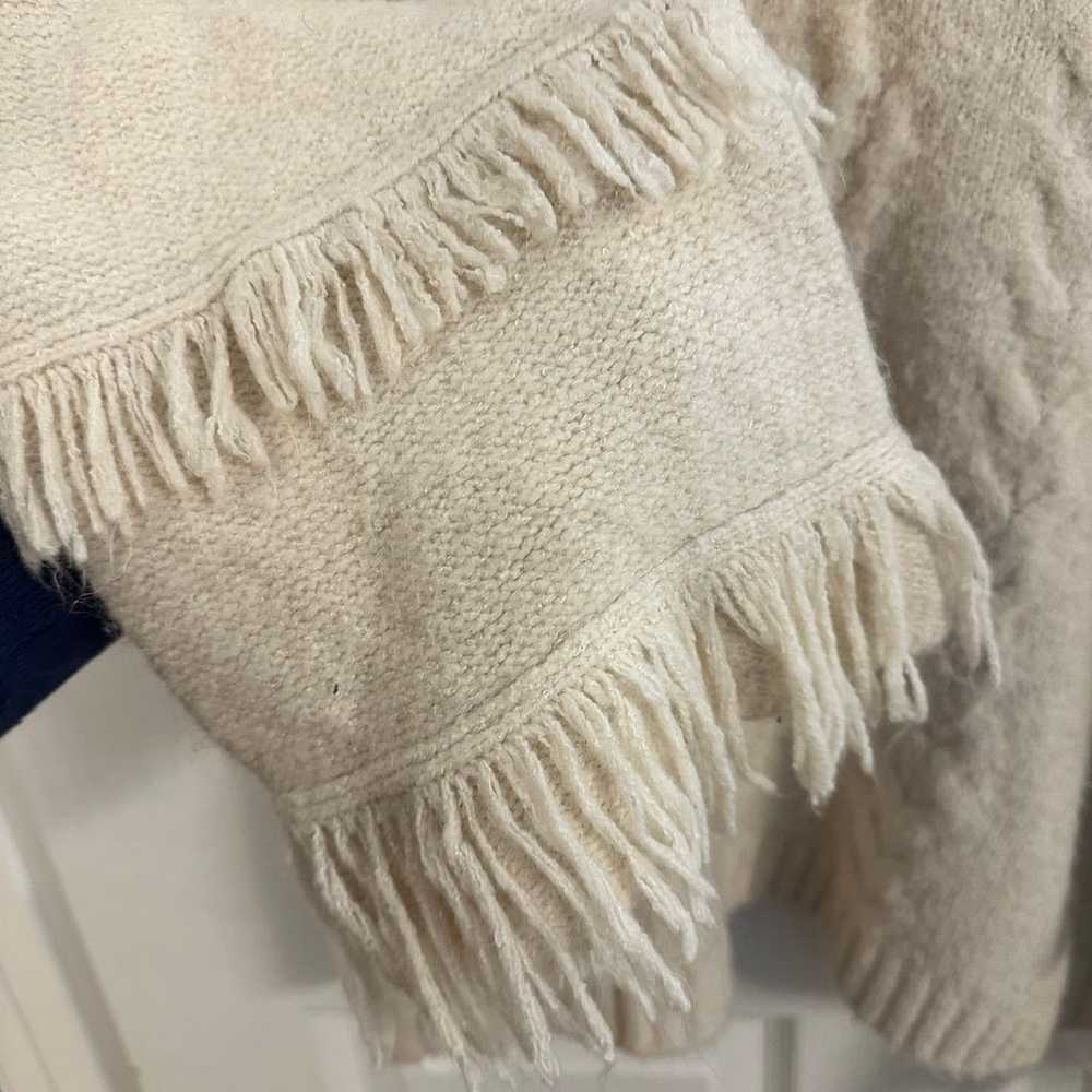 Vintage America Beige Sweater W/Fringe Women’s Si… - image 5