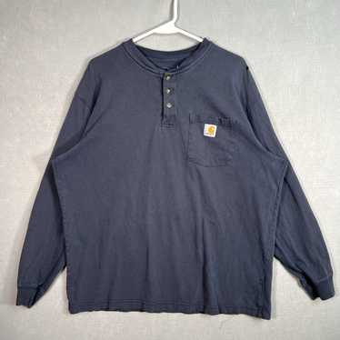 Carhartt Authentic Blue Long Sleeve Mens Henley S… - image 1