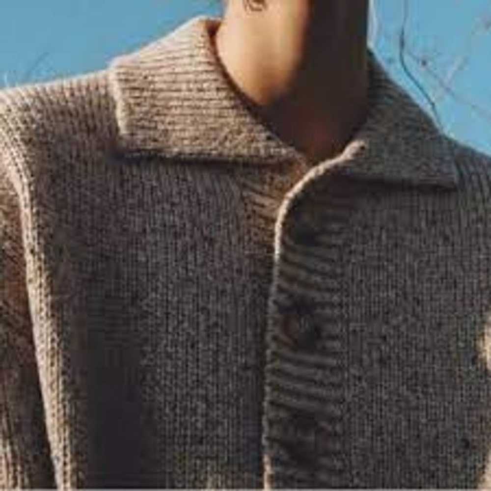 Zara Zara tan chunky knit polo collar tweed sweat… - image 2