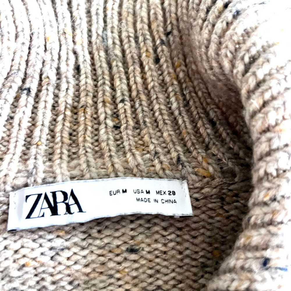 Zara Zara tan chunky knit polo collar tweed sweat… - image 6