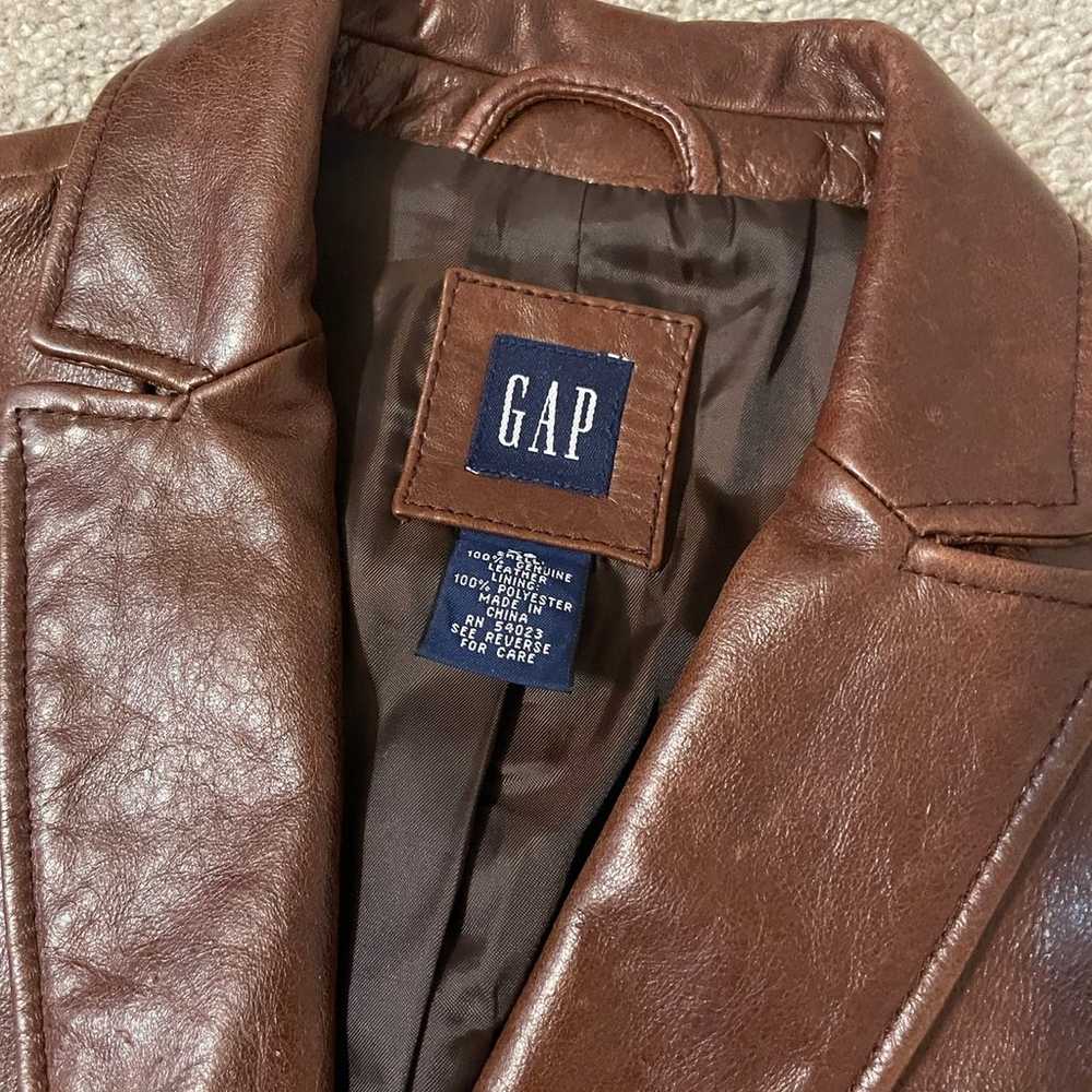 Vintage Y2K Gap Brown Leather Blazer Jacket Women… - image 10