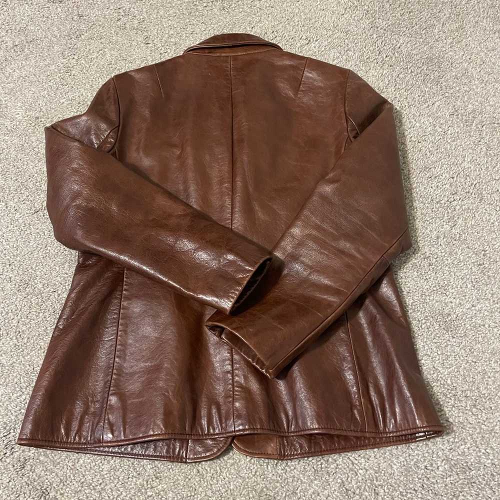 Vintage Y2K Gap Brown Leather Blazer Jacket Women… - image 2