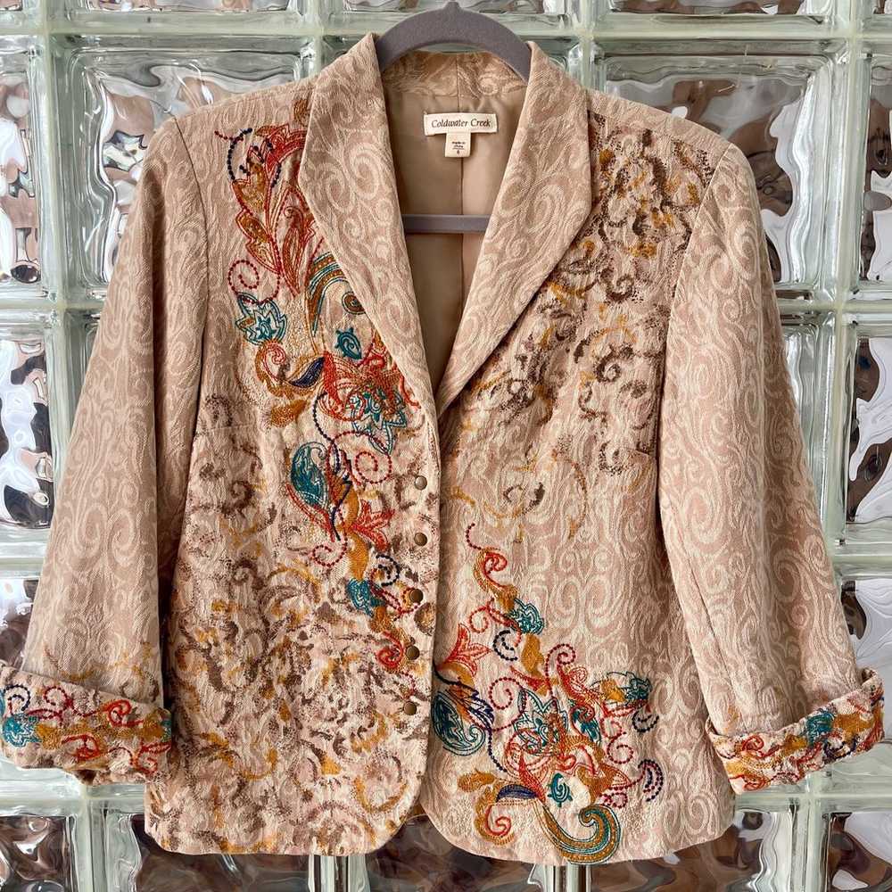 Coldwater Creek Womens Embroidered Jacket Sz 6 - image 3