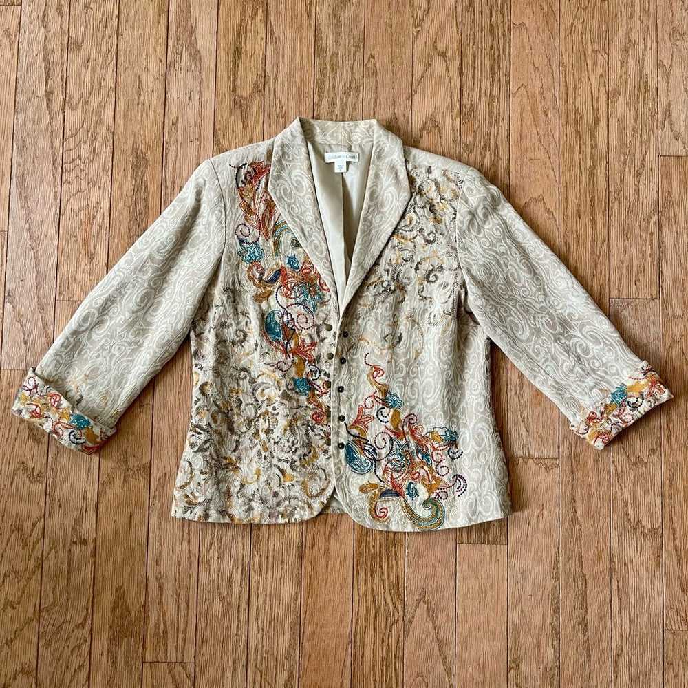 Coldwater Creek Womens Embroidered Jacket Sz 6 - image 6