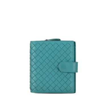 Blue Bottega Veneta Intrecciato Bi-fold Wallet