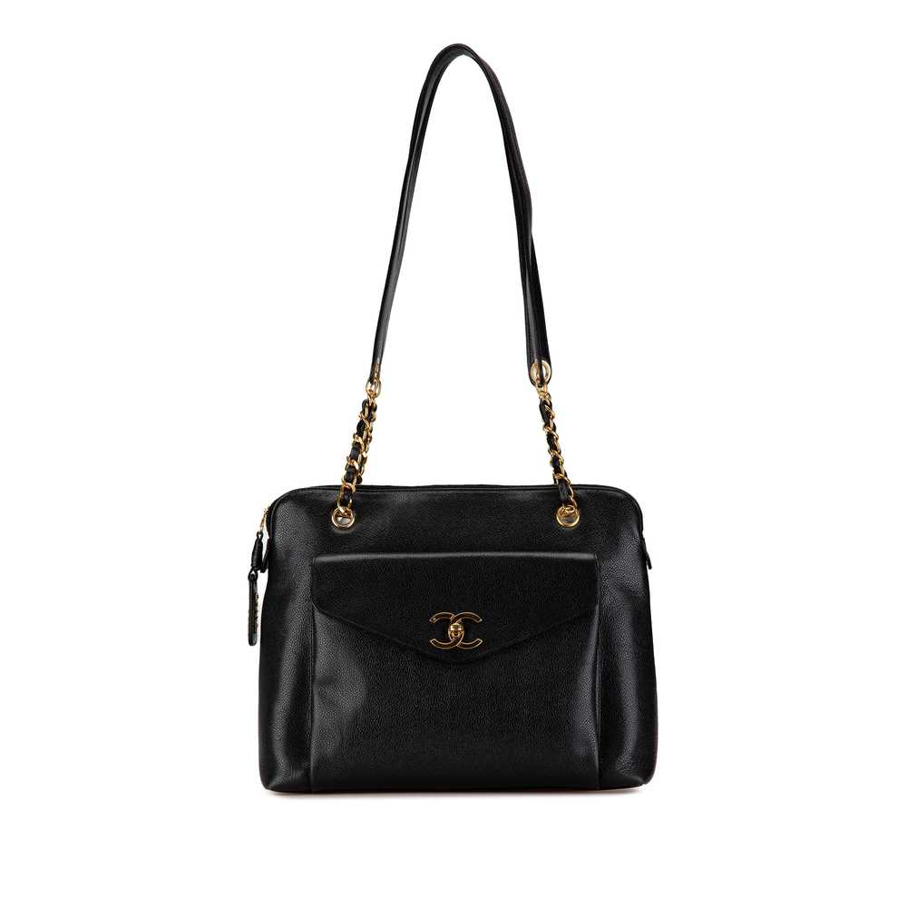 Black Chanel Caviar Front Pocket Chain Tote - image 1