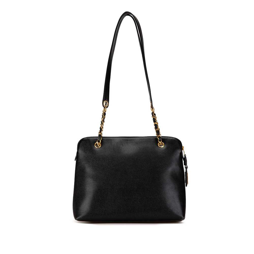 Black Chanel Caviar Front Pocket Chain Tote - image 3