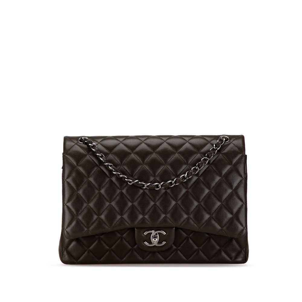 Black Chanel Maxi Classic Lambskin Double Flap Sh… - image 1