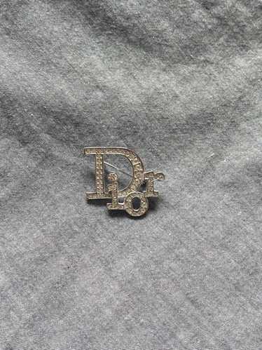 Dior Dior Logo Crystal Rhinestone Pin Brooch Silve