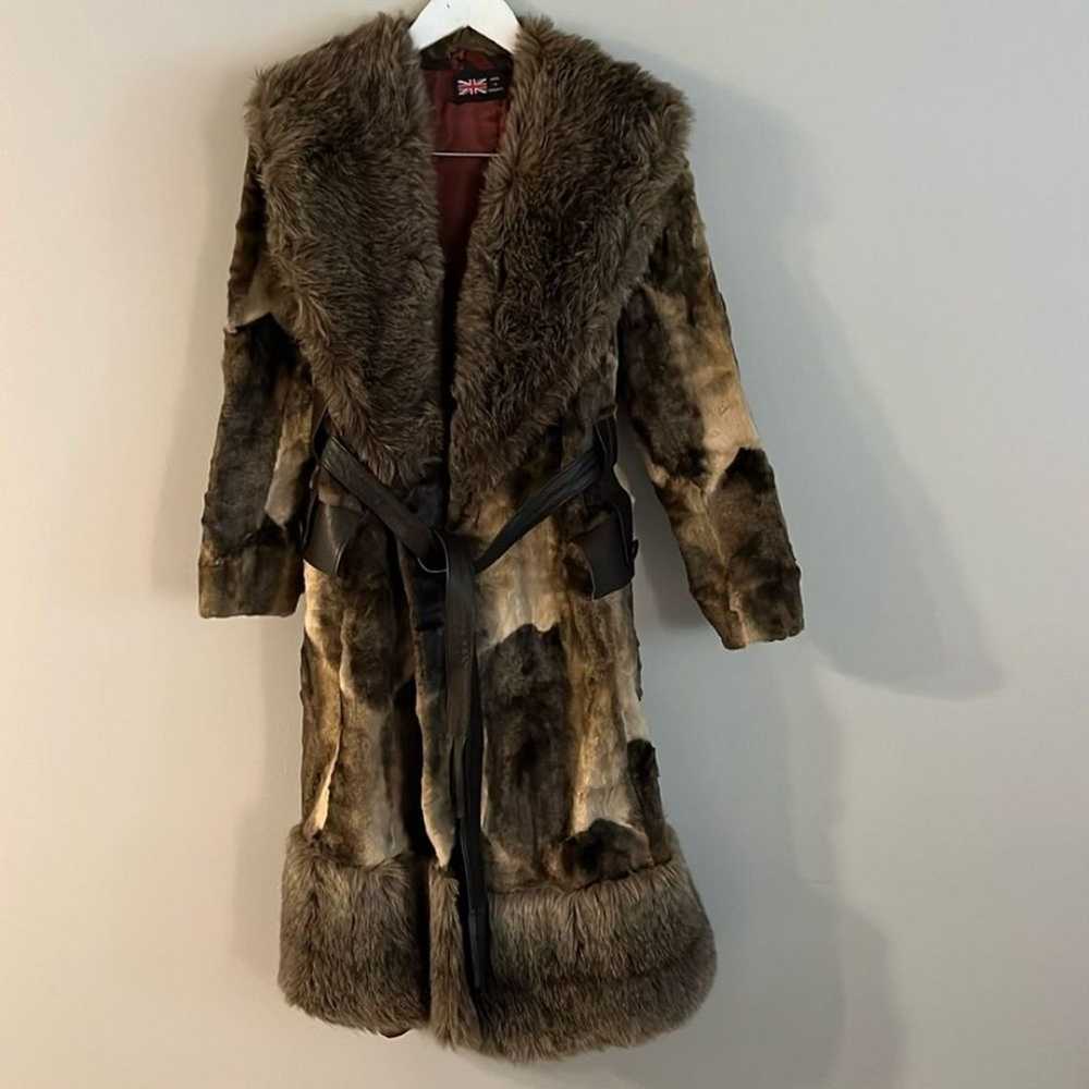 Vintage Faux Fur Long Coat Size Small - image 1