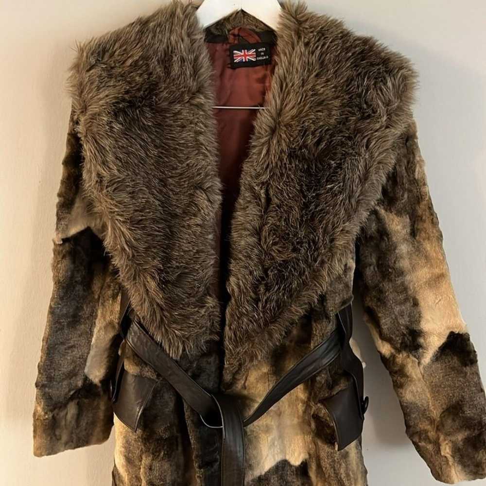 Vintage Faux Fur Long Coat Size Small - image 3