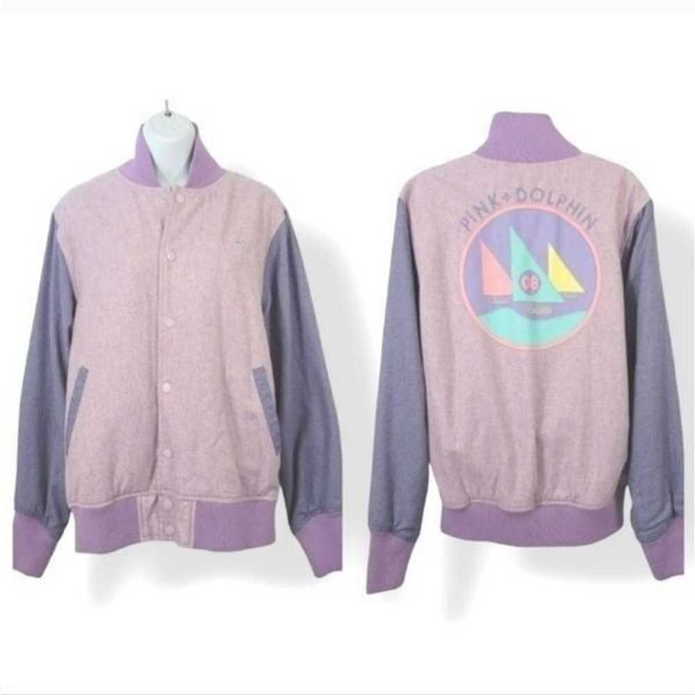 Pink Dolphin Retro Lettermans Varsity Bomber Jack… - image 1