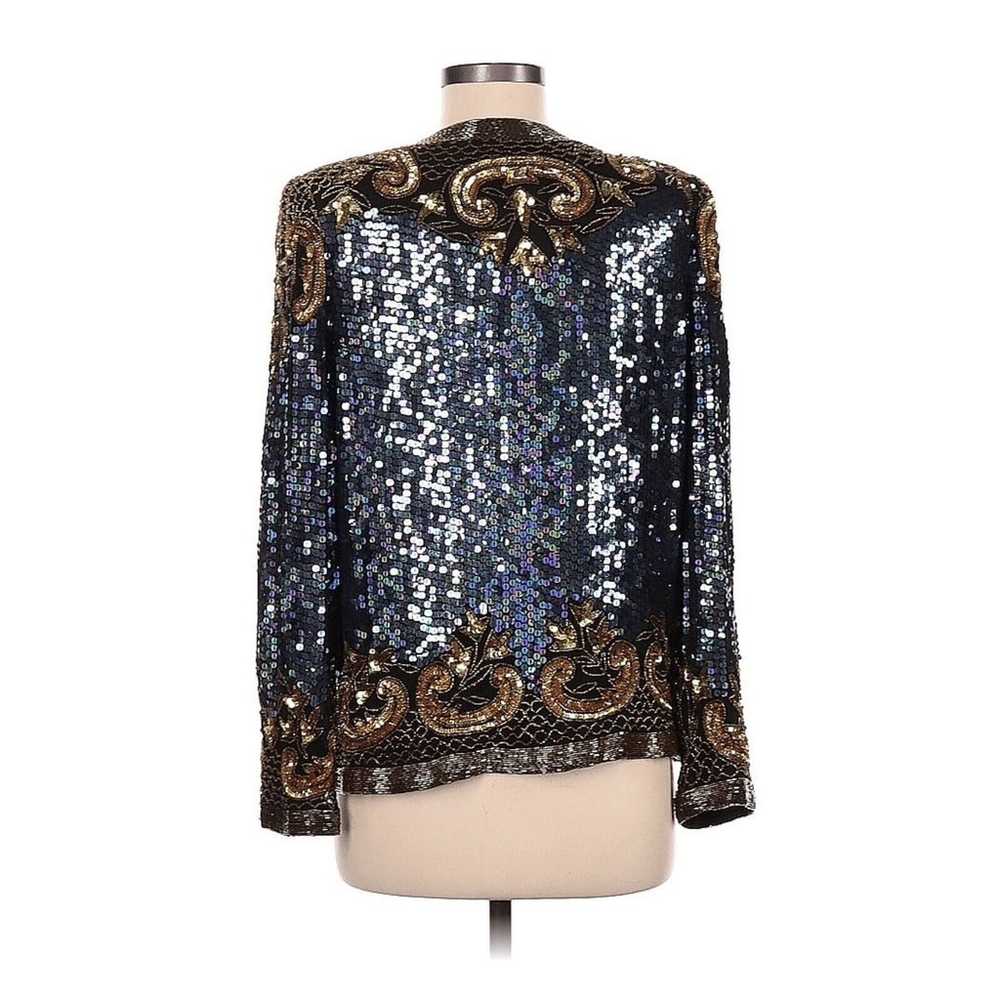 VTG Laurence kazar Silk SEQUIN BEADED Jacket Gold… - image 2