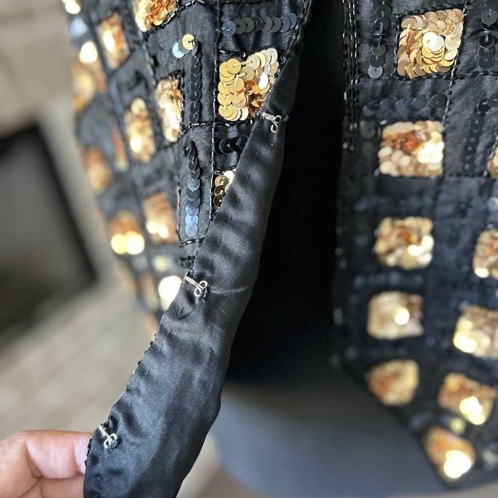 Sweet Sue Vintage Gold Sequin Vest | Black and Go… - image 3