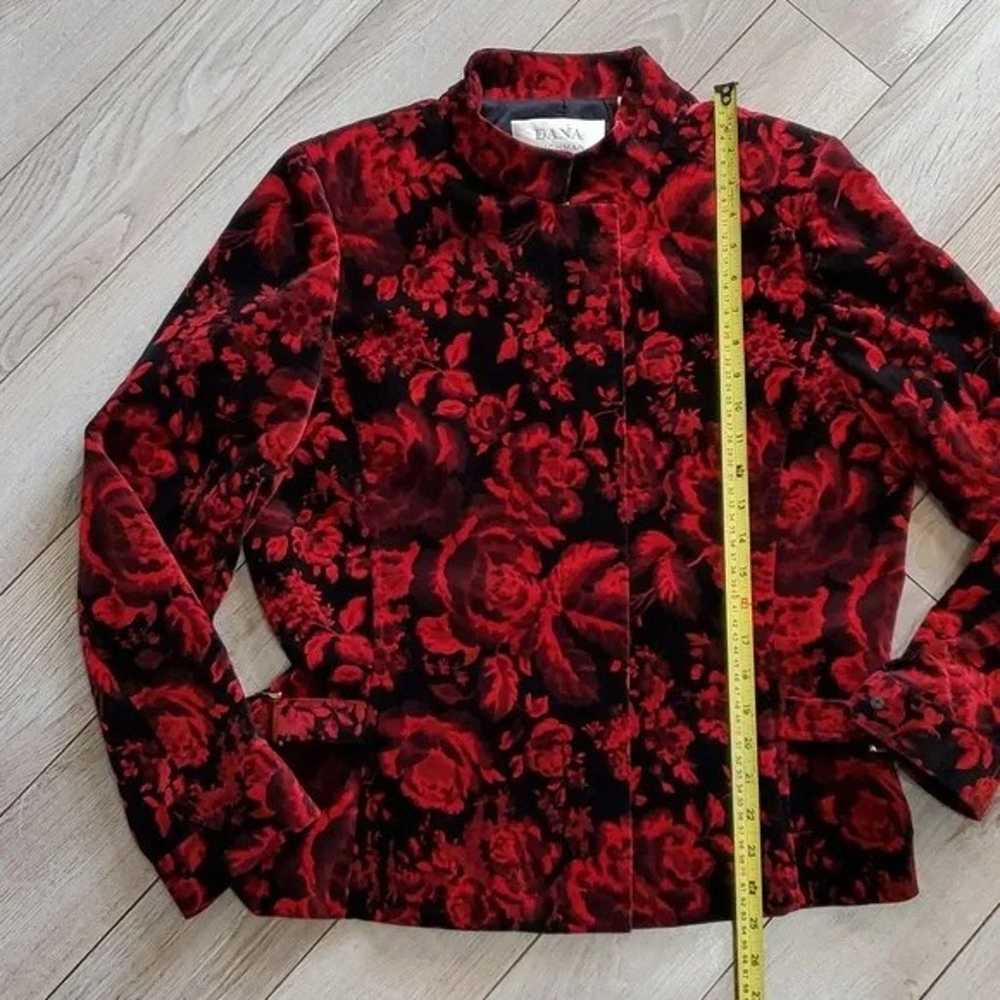 Dana Buchman Red & Black Floral Velvet Jacket - image 2