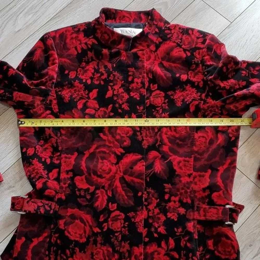 Dana Buchman Red & Black Floral Velvet Jacket - image 3