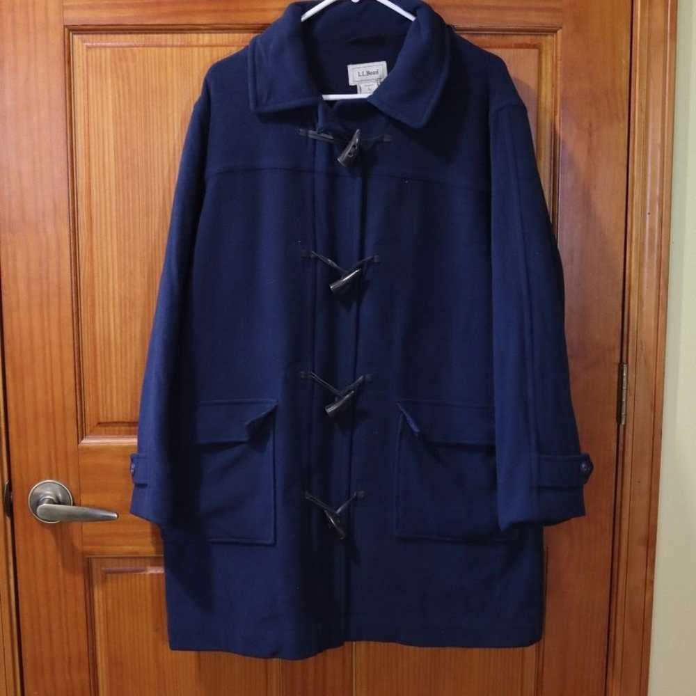 LL Bean Vintage 90s Navy Blue Wool Toggle Coat La… - image 2