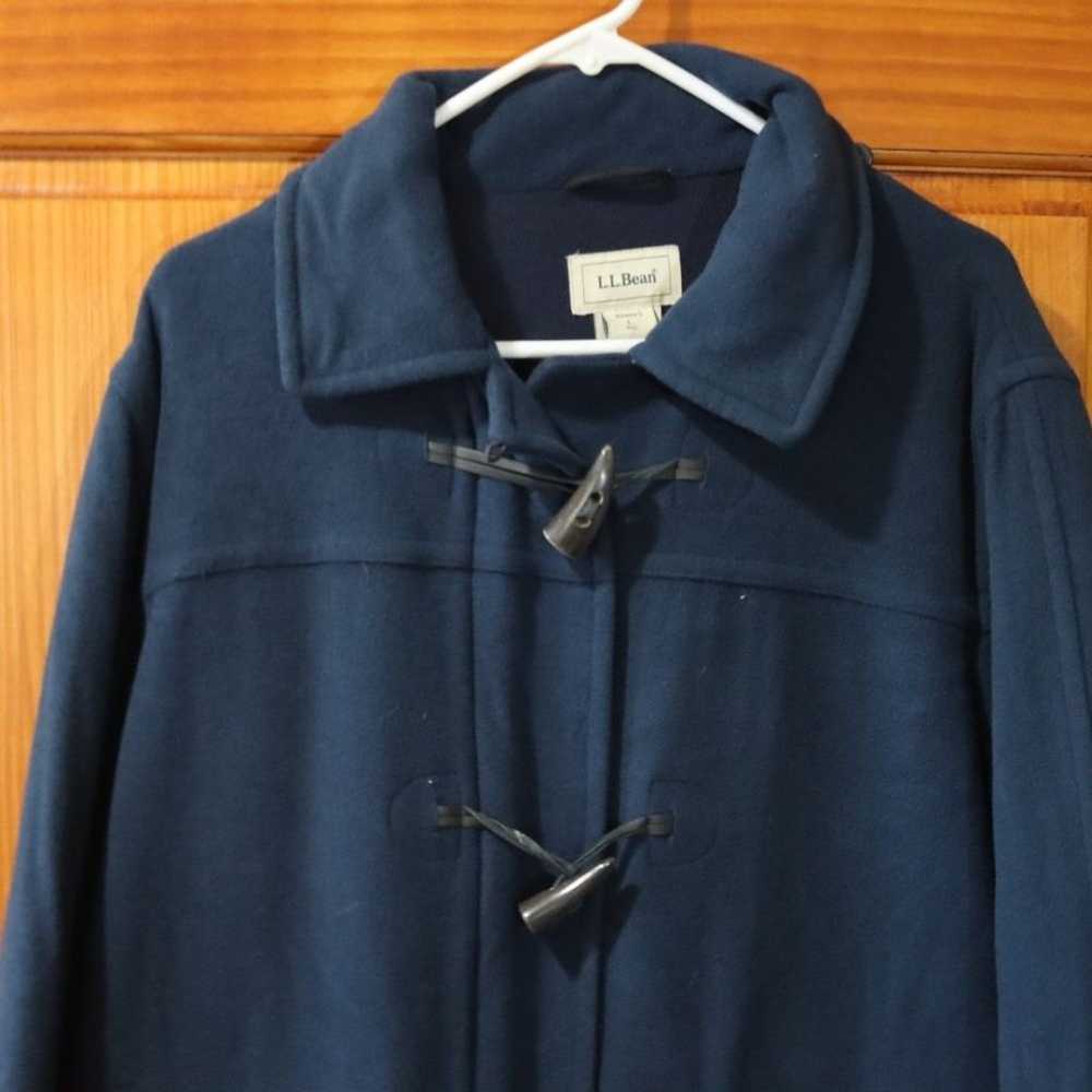 LL Bean Vintage 90s Navy Blue Wool Toggle Coat La… - image 3