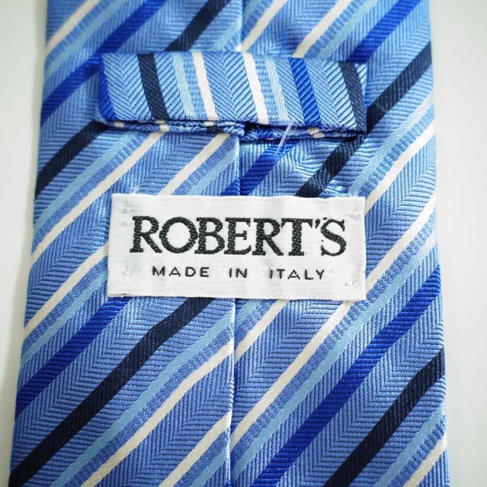 Designer Robert's Italy Blue Striped Woven Silk T… - image 3