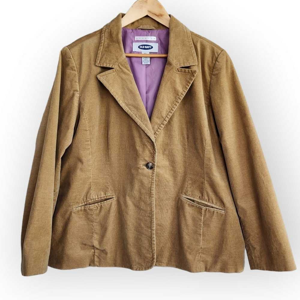 Y2K Old Navy Camel Tan Corduroy One Button Blazer… - image 1