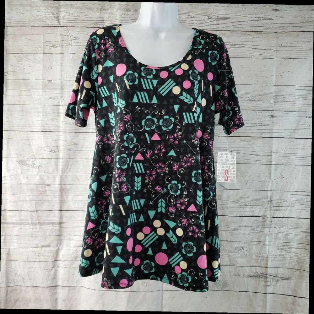 Vintage Small Black Pink Floral Polyester Blend L… - image 1