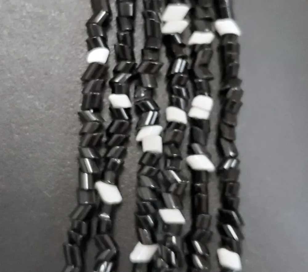 Vintage Black and White Multi Strand BOHEMIAN Gla… - image 3