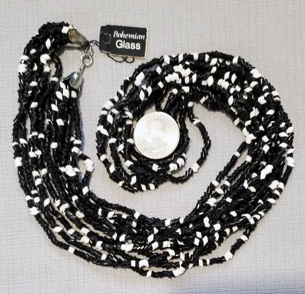 Vintage Black and White Multi Strand BOHEMIAN Gla… - image 4