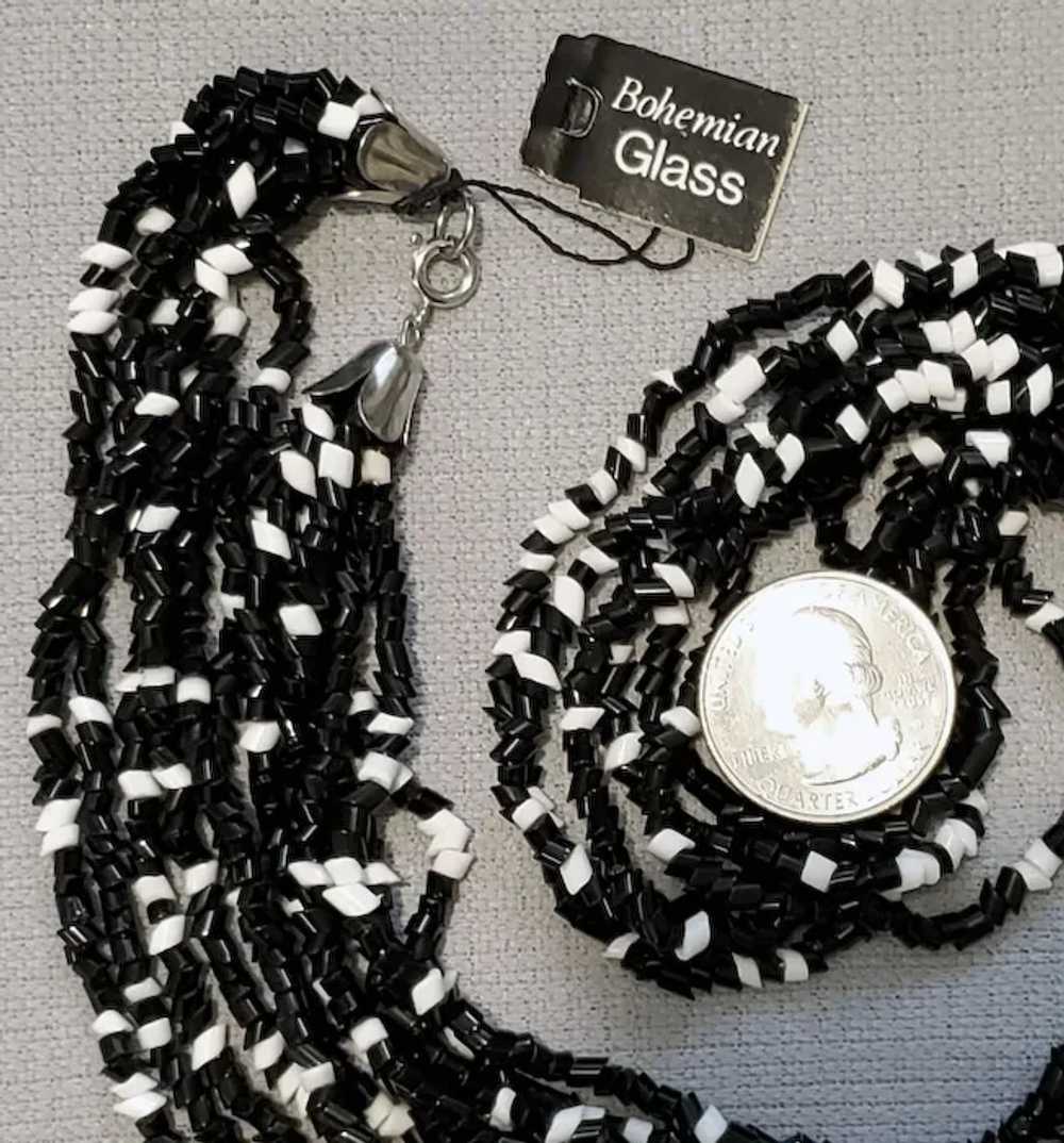 Vintage Black and White Multi Strand BOHEMIAN Gla… - image 5