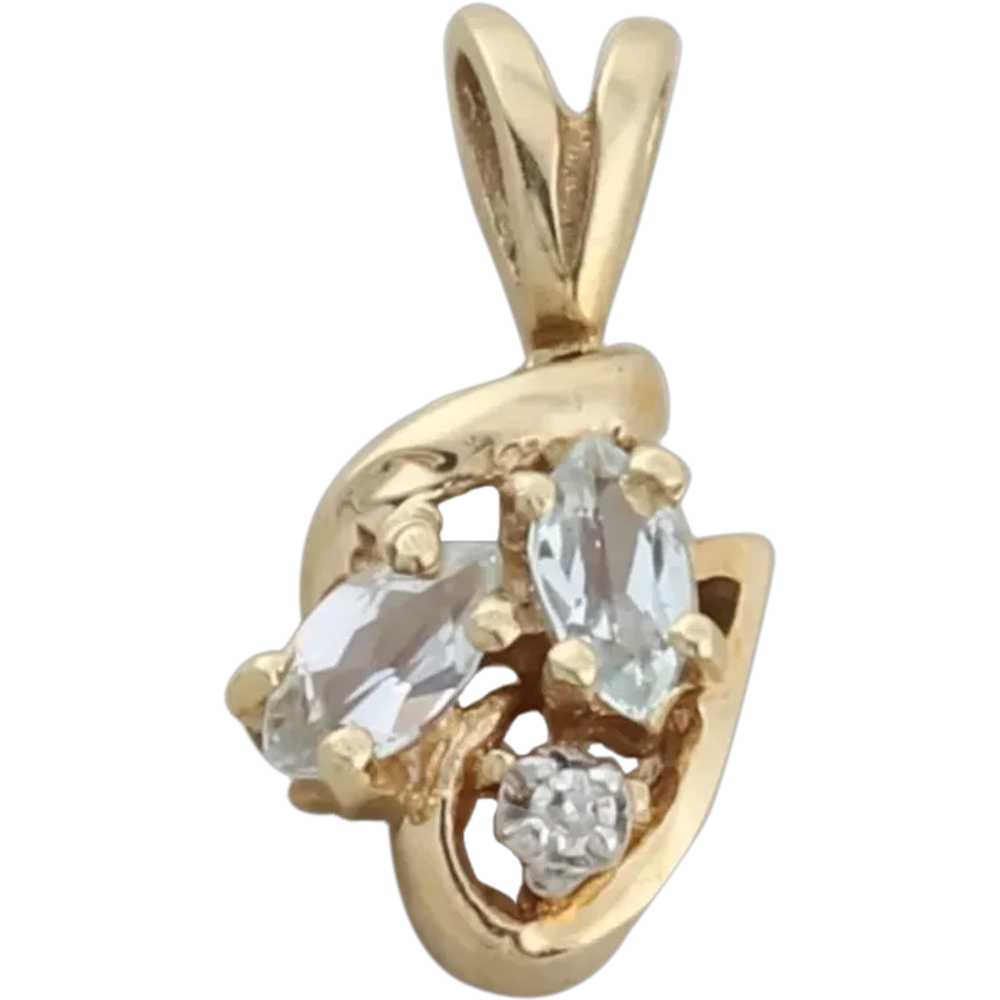 Pendant Only 10k Yellow Gold Natural Aquamarine a… - image 1