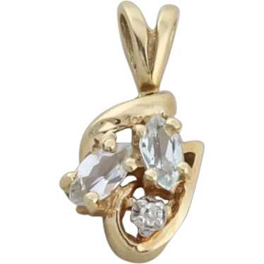 Pendant Only 10k Yellow Gold Natural Aquamarine a… - image 1