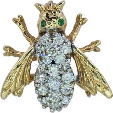 14k (585) Yellow Gold Natural Diamond Bee Shape B… - image 1