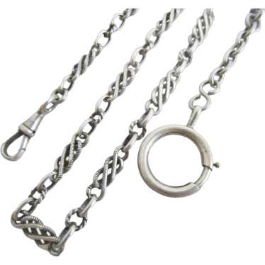 17" Antique Silver French Watch Chain Choker Neck… - image 1