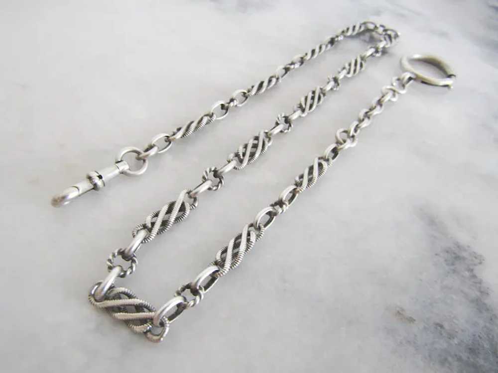 17" Antique Silver French Watch Chain Choker Neck… - image 3