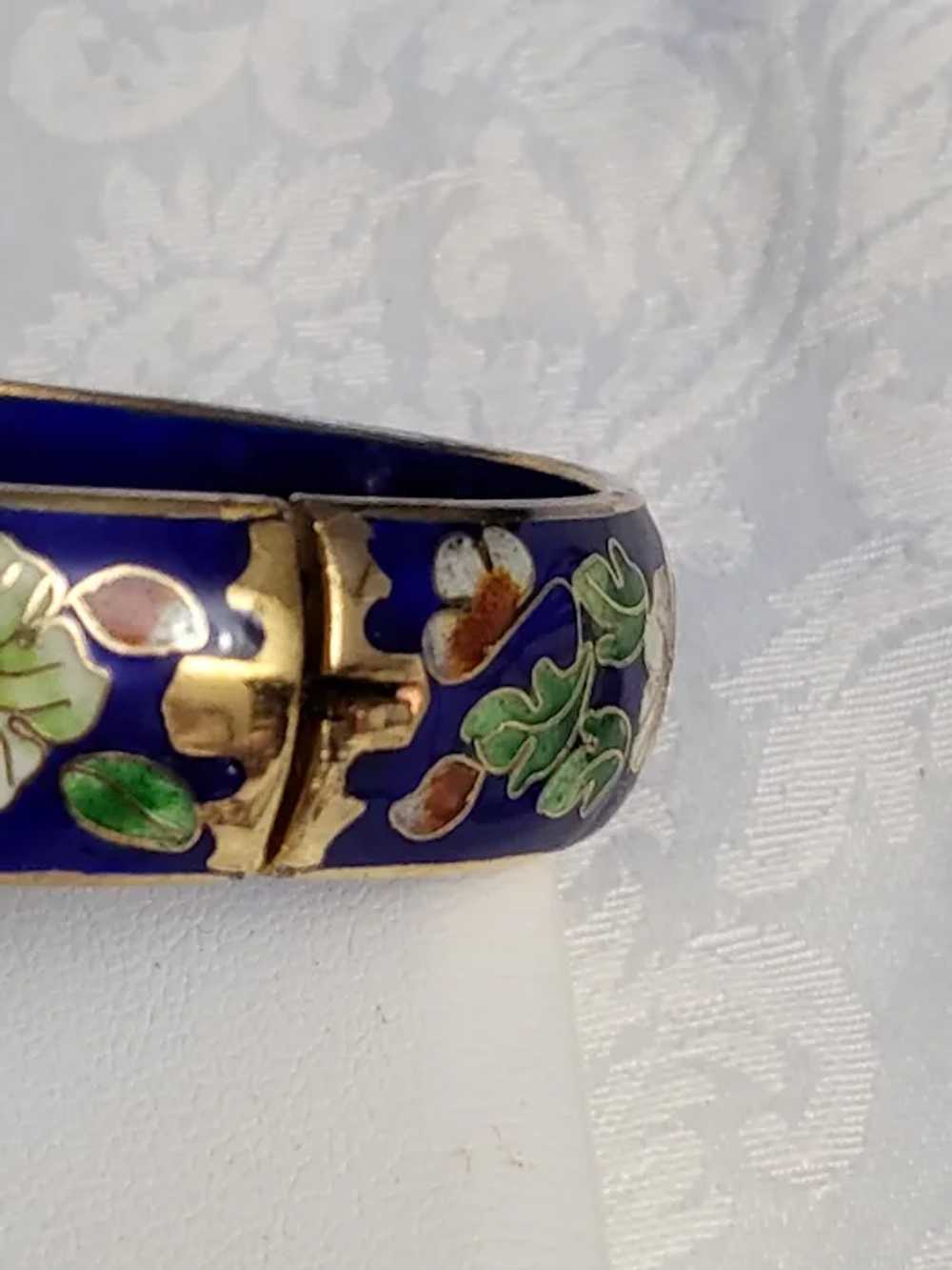 Cloisonné Bangle Bracelet Bird and Butterfly Neck… - image 12