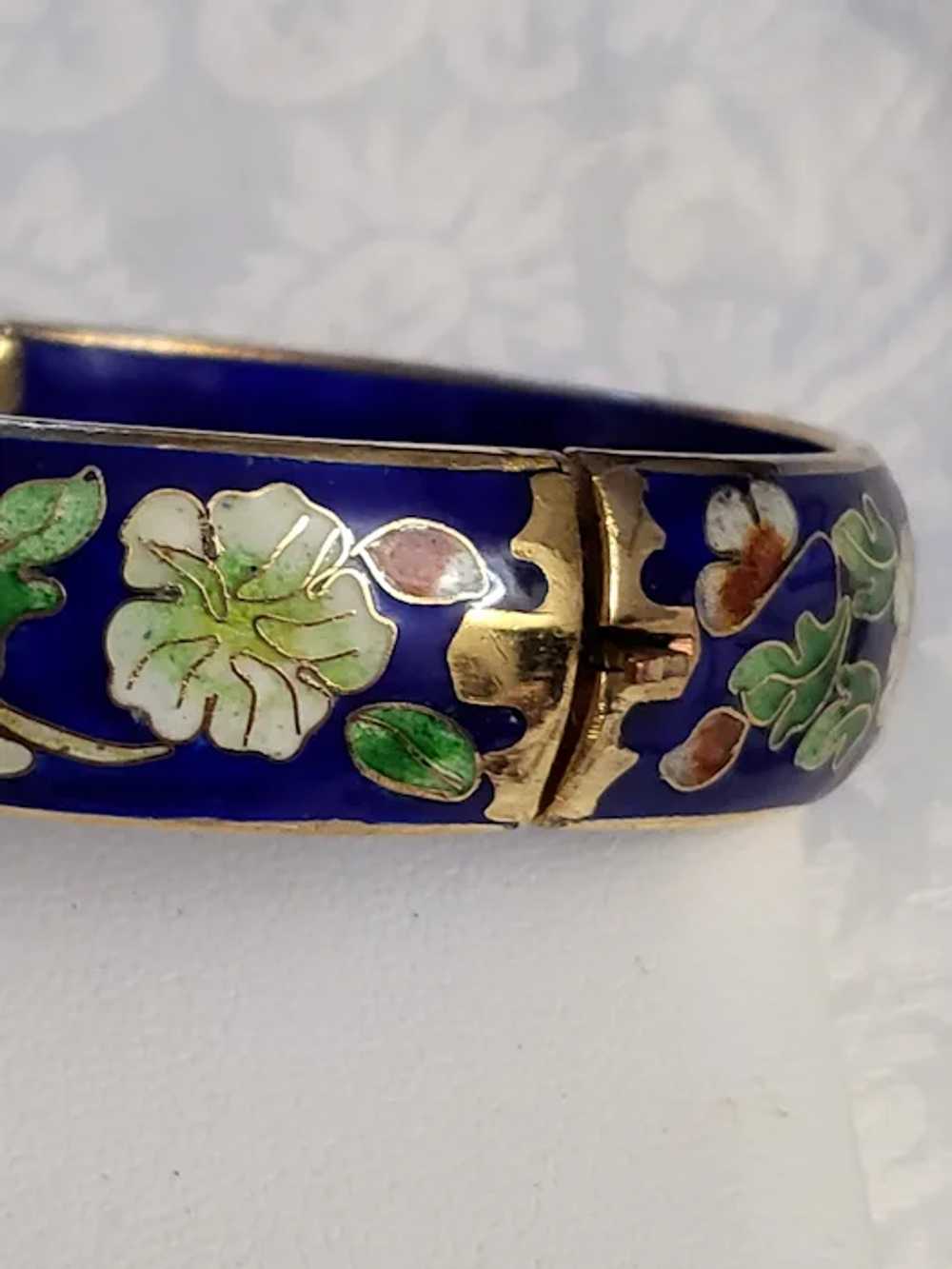 Cloisonné Bangle Bracelet Bird and Butterfly Neck… - image 9